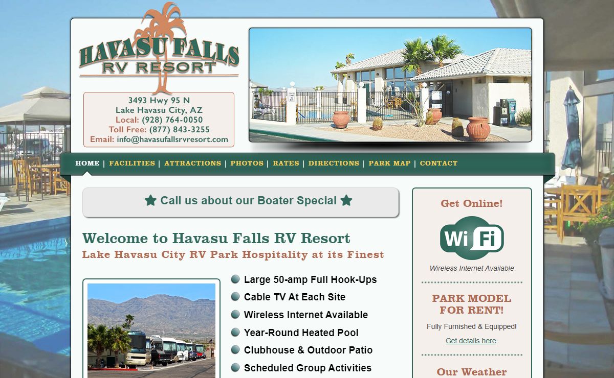 Welcome to Lake Havasu City, AZ : Havasu Falls RV Resort