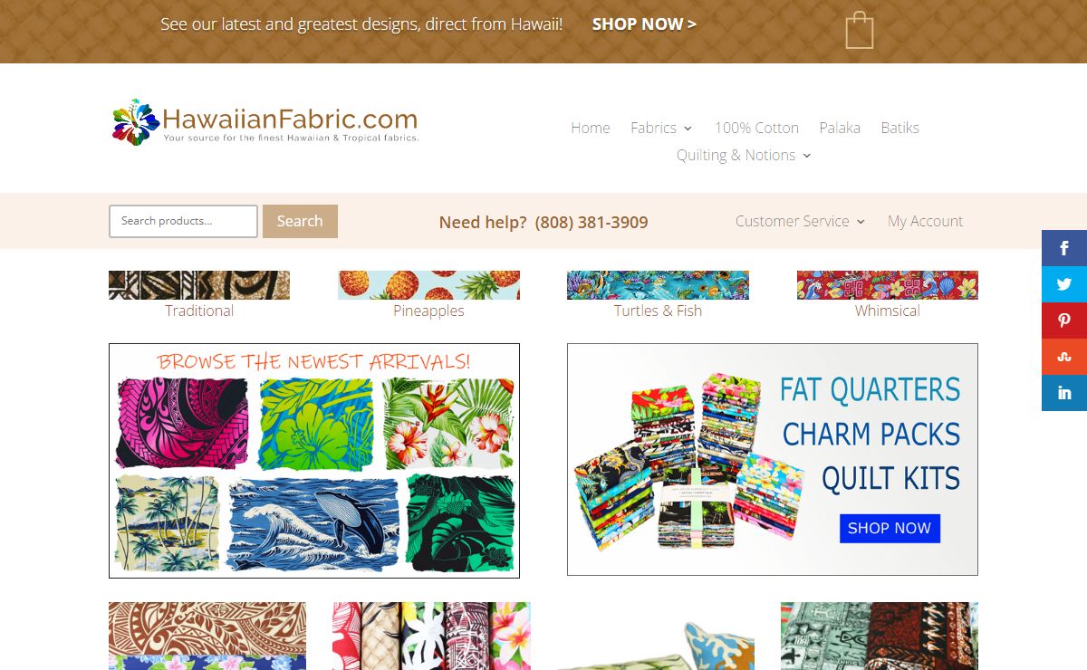 Hawaiianfabric.com | Your source for the finest Hawaiian & Tropical fabrics.
