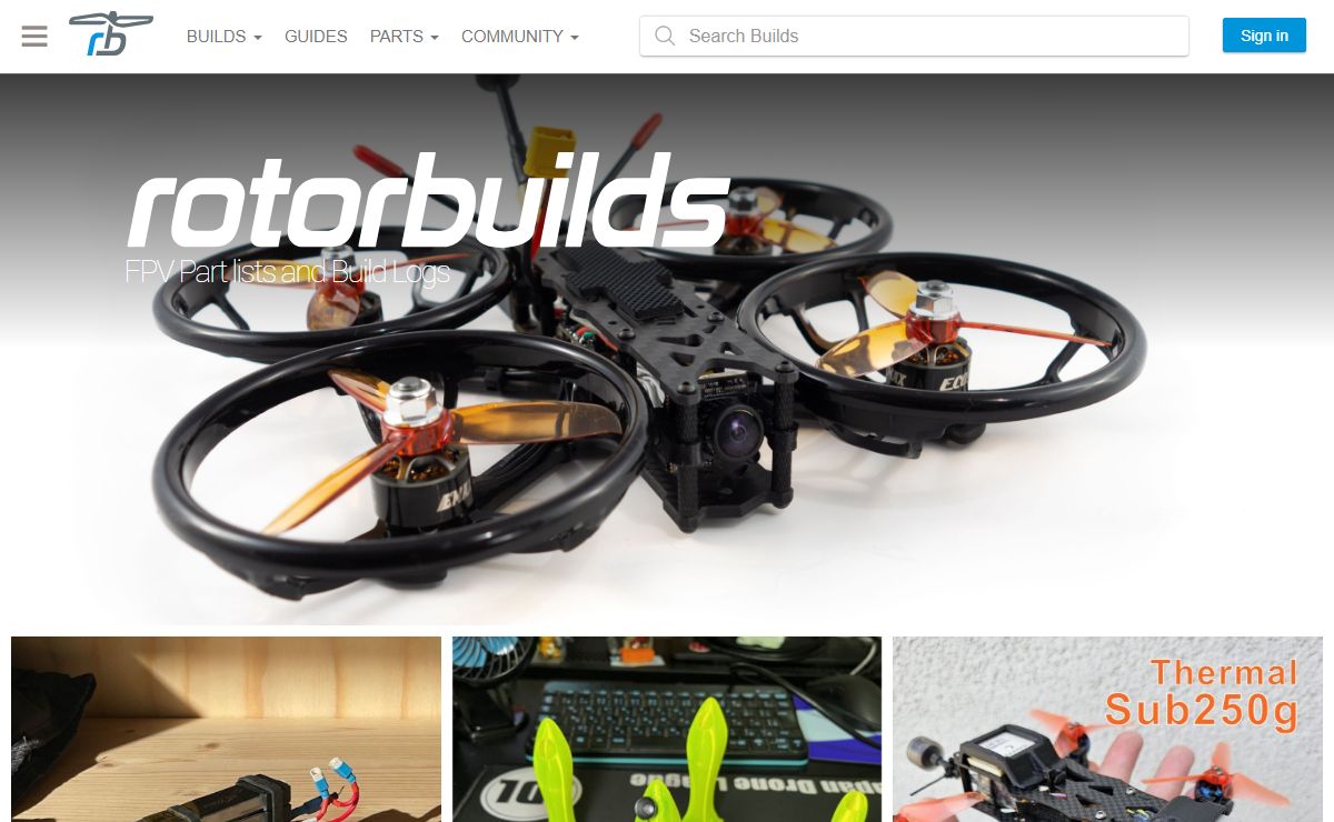 RotorBuilds - FPV Drone Part Lists, Build Logs, Photos and Discussions.