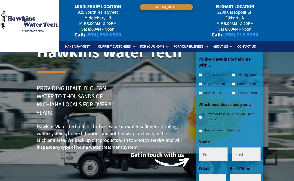 Water Treatment Company Near Me in Elkhart & Middlebury IN - Hawkins Water Tech