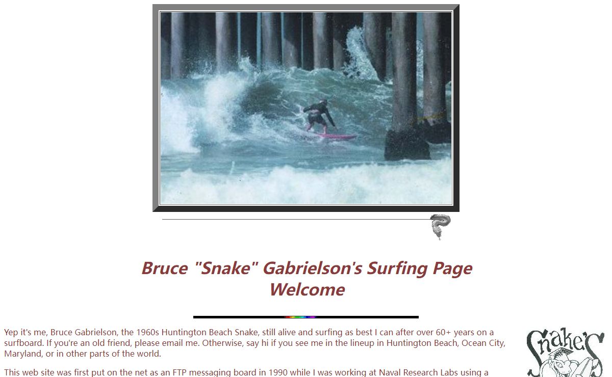 Bruce "Snake" Gabrielson Home Page - surfing - Huntington Beach Snake