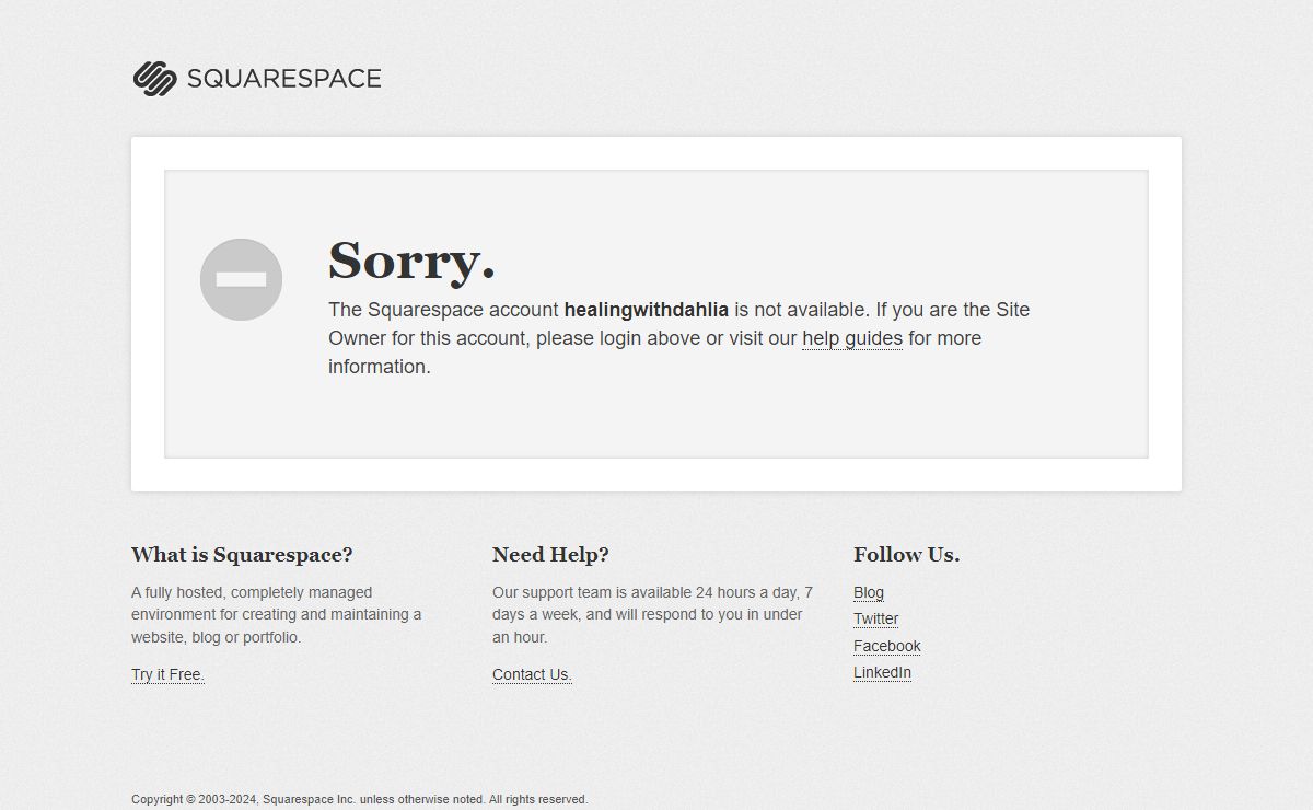 Squarespace - Account Not Available
