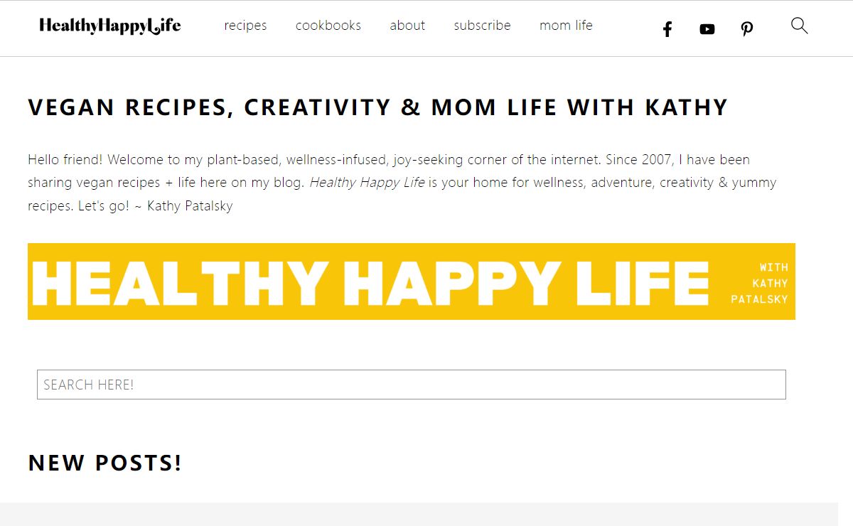 Vegan Recipes, Creativity & Mom Life with Kathy - HealthyHappyLife.com