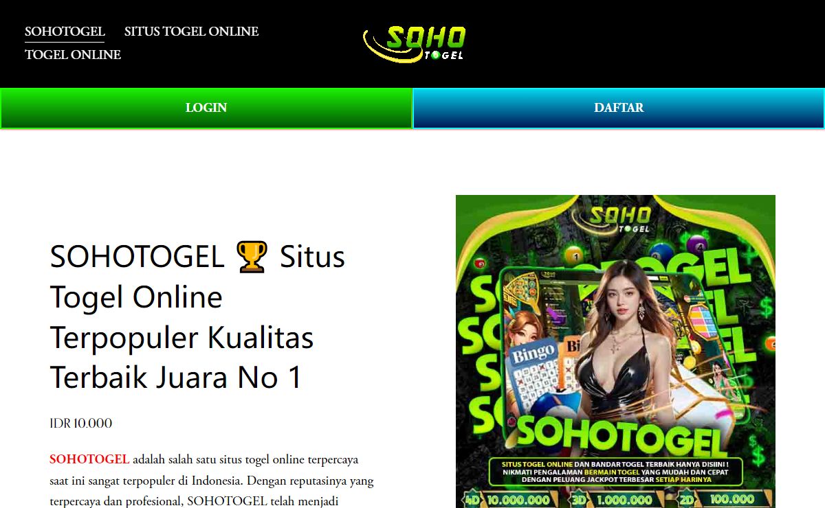 SOHOTOGEL 🏆 Situs Togel Online Terpopuler Kualitas Terbaik Juara No 1