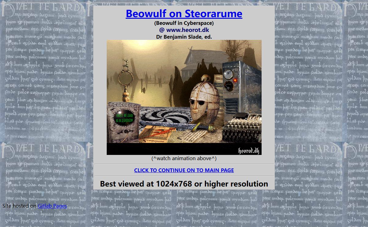 Beowulf on Steorarume (Beowulf in Cyberspace) - Opening Page