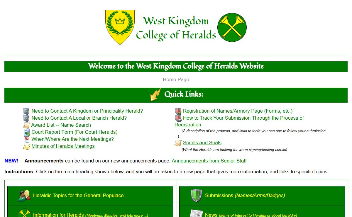 SCA - West Kingdom College of Heralds