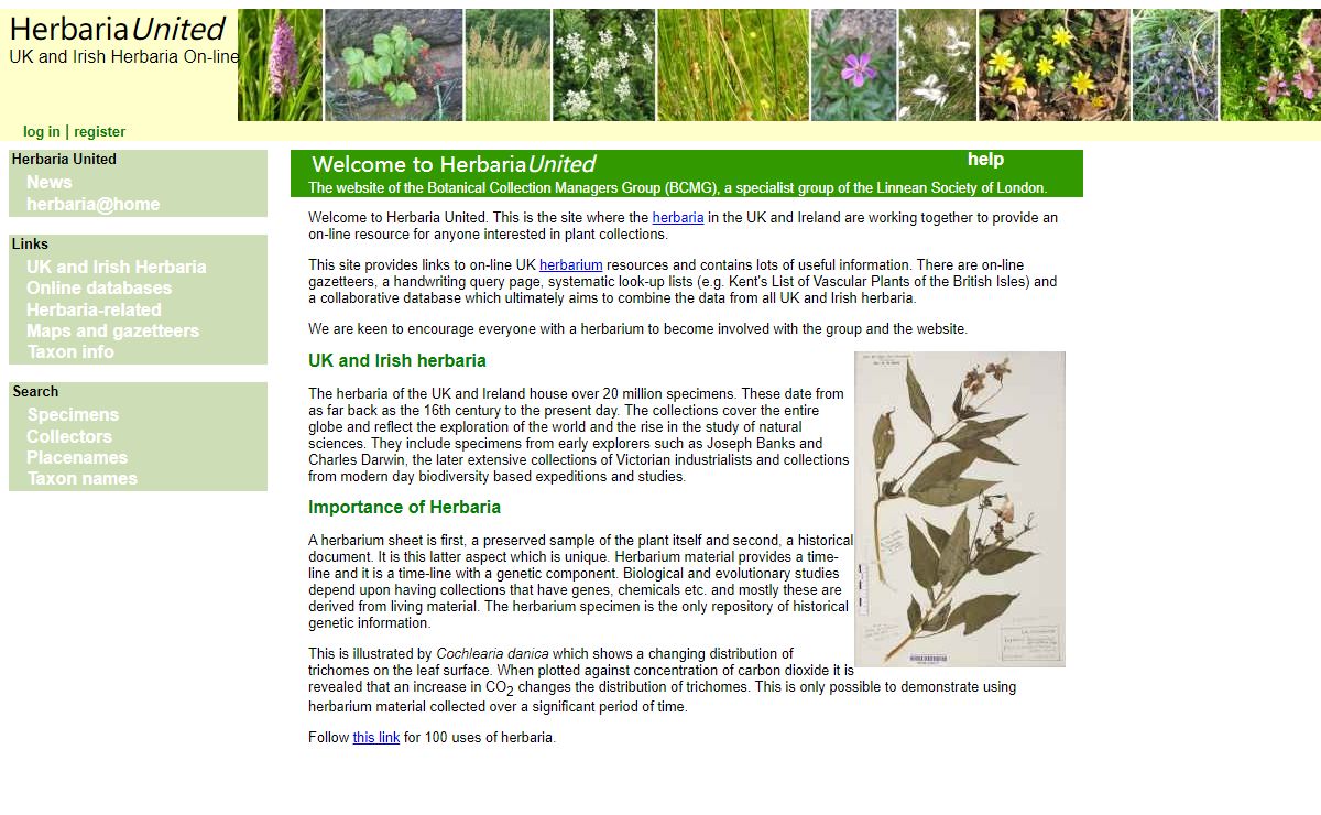 Herbaria United homepage