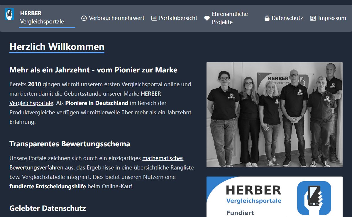 HERBER Vergleichsportale - Fundiert, Faktenbasiert, Herstellerneutral