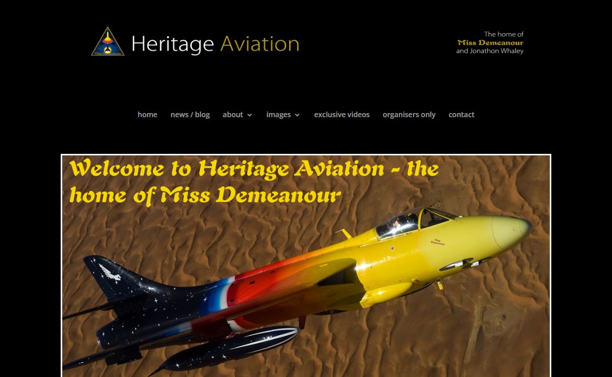 Heritage Aviation | The Home of Miss Demeanour - Jonathon Whaley's Stunning Hunter Display Aircraft