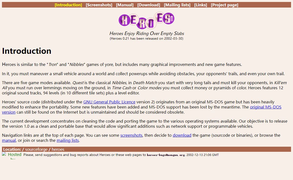Heroes' home page