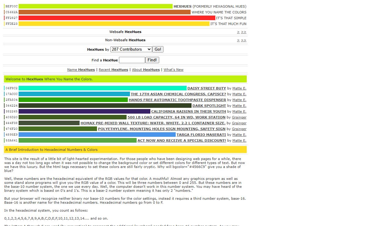 HexHues Where You Name the Colors