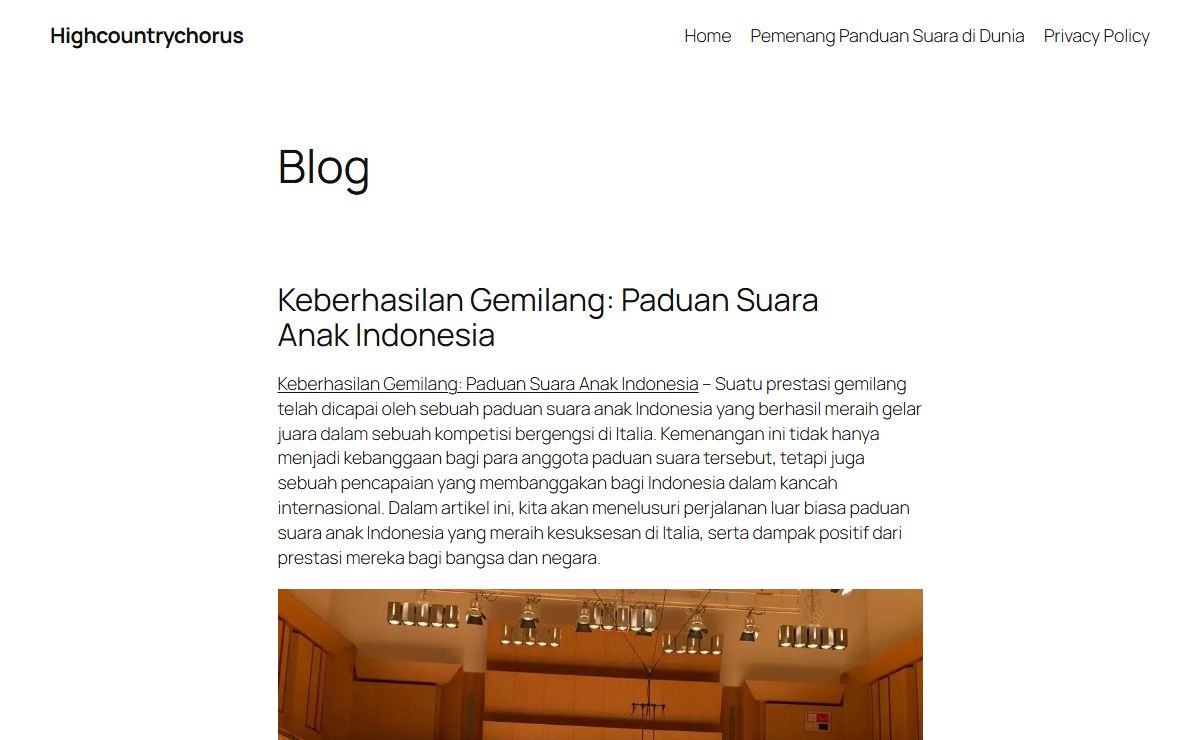 Berita Paduan Suara di Dunia Saat Ini - Highcountrychorus