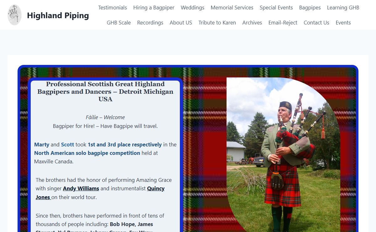 Highland Piping – Michigan Scottish Highland Bagpiper Services Wedding Funerals Special Events Detroit