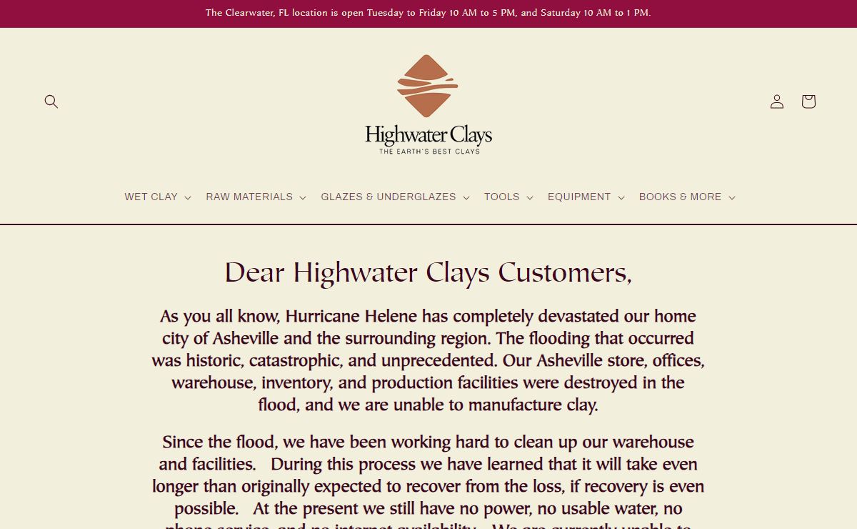 Clays, Ceramic and Pottery Supplies, Tools and Equipment. – Highwater Clays