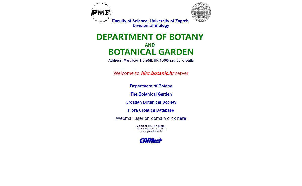 hirc.botanic.hr, Department of Botany, Faculty of Science