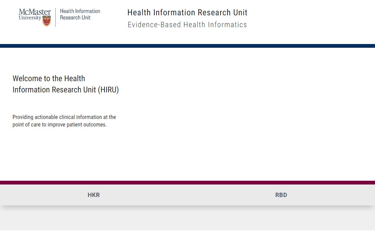 Health Information Research Unit | Evidence-Based Health Informatics