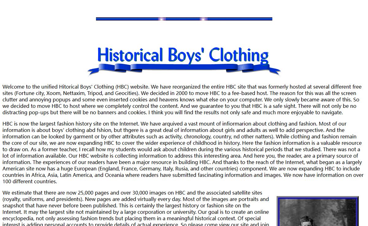 historic clothing: expanded site