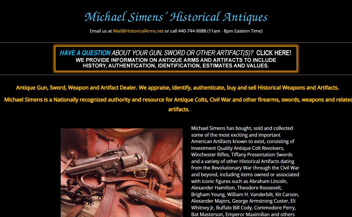 Antique Gun, Sword, Weapon and Artifacts Dealer - HistoricalArms.com