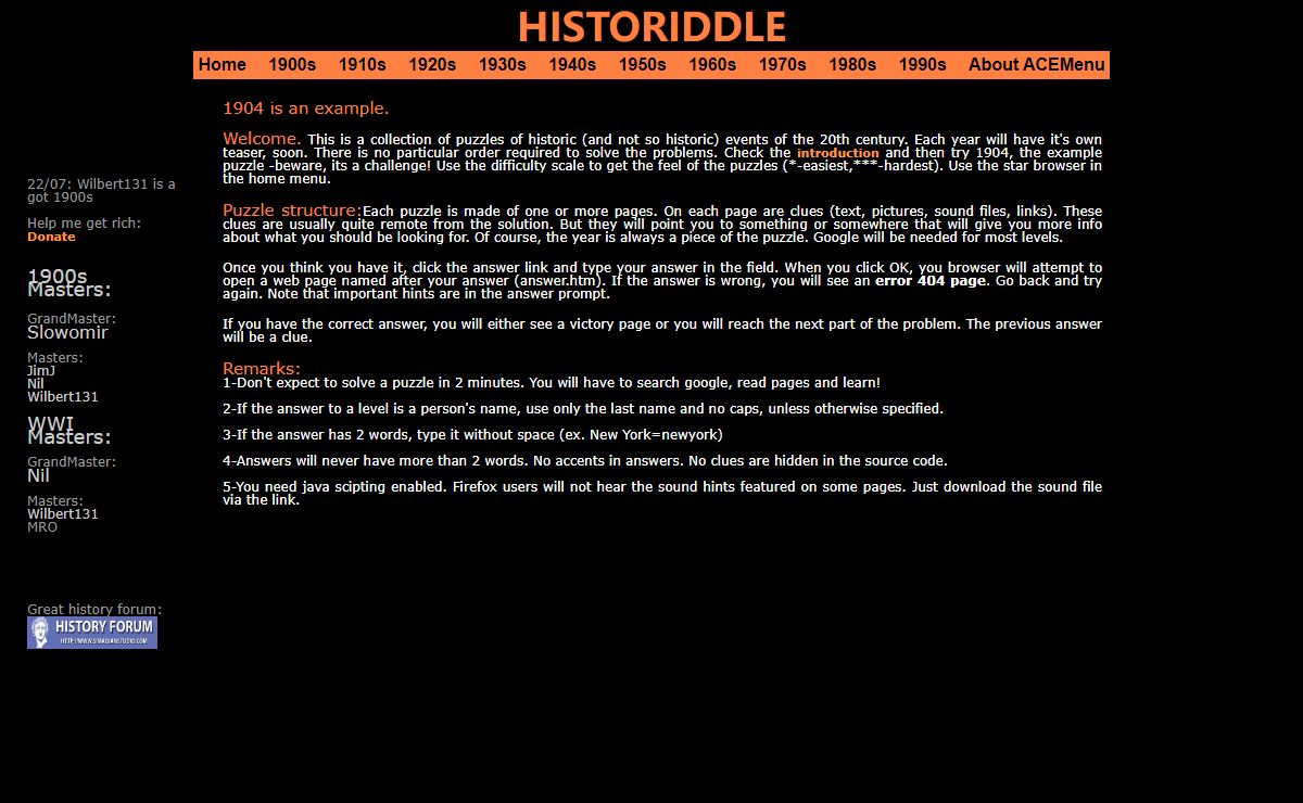Historiddle, learn history the hard way