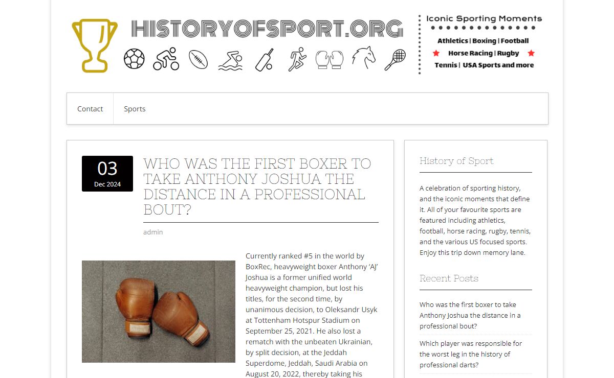 History of Sport