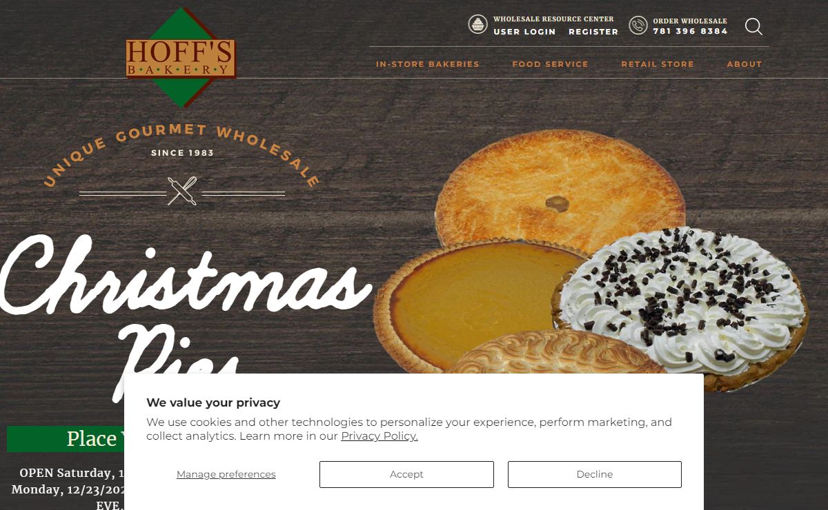 Hoff’s Bakery | Wholesale Desserts in Medford, MA | HoffsBakery.com | Hoff's Bakery