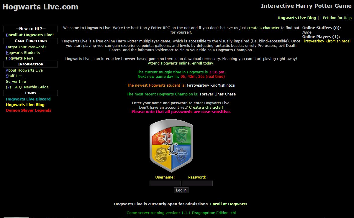 Hogwarts Live - Harry Potter RPG - Online Harry Potter Game Free MMORPG
