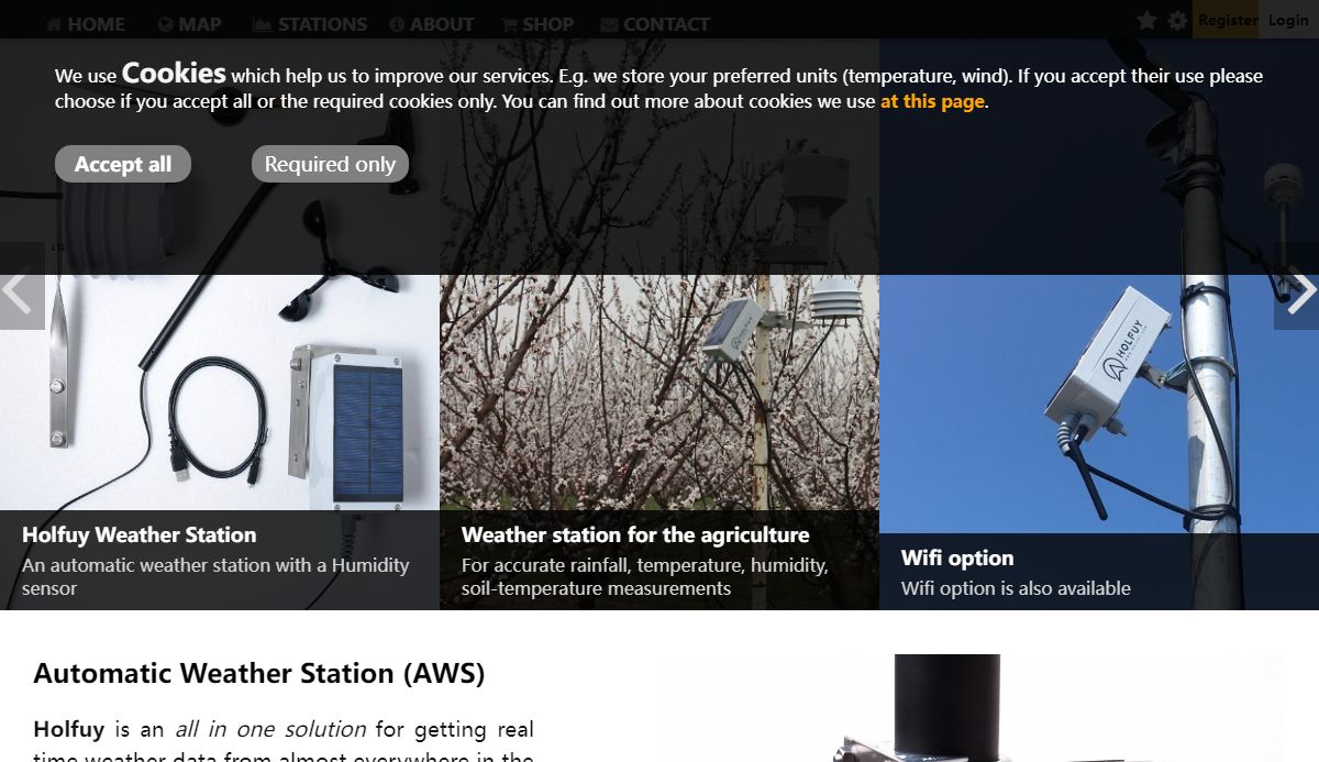 Holfuy automatic weather stations and sensors, mobile, GSM, NB-IoT, WIFI, 3G, GPRS, SOLAR