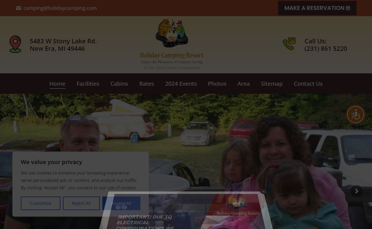 Holiday Camping Resort in New Era, MI near Michigan Adventure in West MI