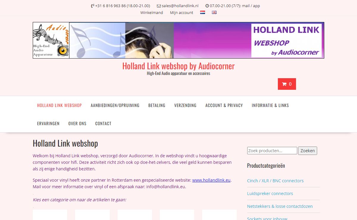 Holland Link webshop by Audiocorner – High-End Audio apparatuur en accessoires