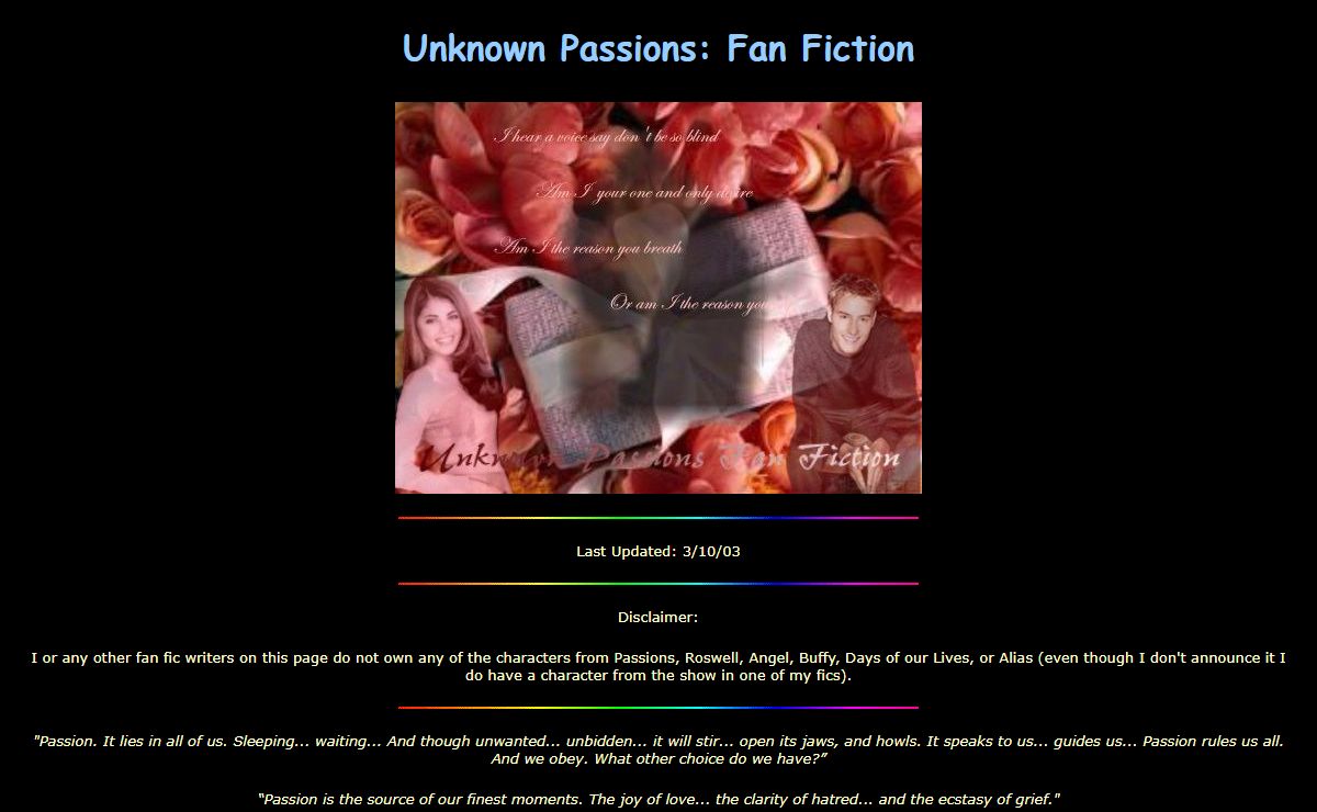 Unknown Passions: Fan Fiction