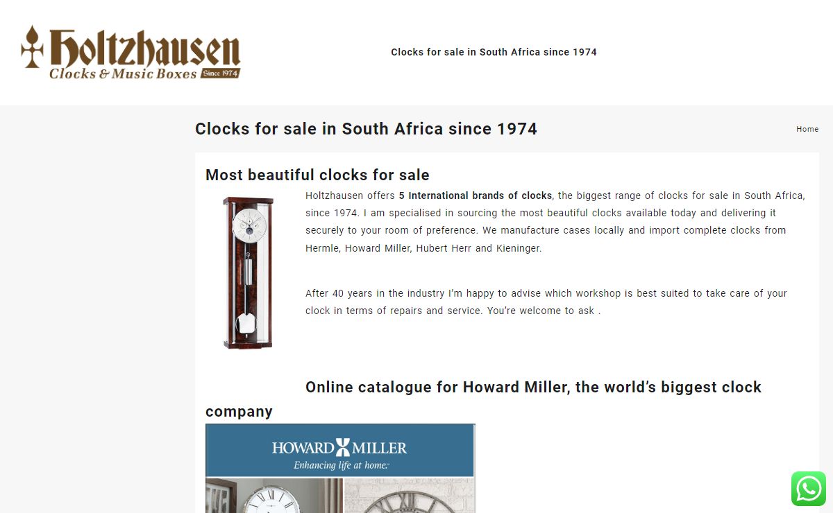 Clocks for sale in South Africa since 1974 -