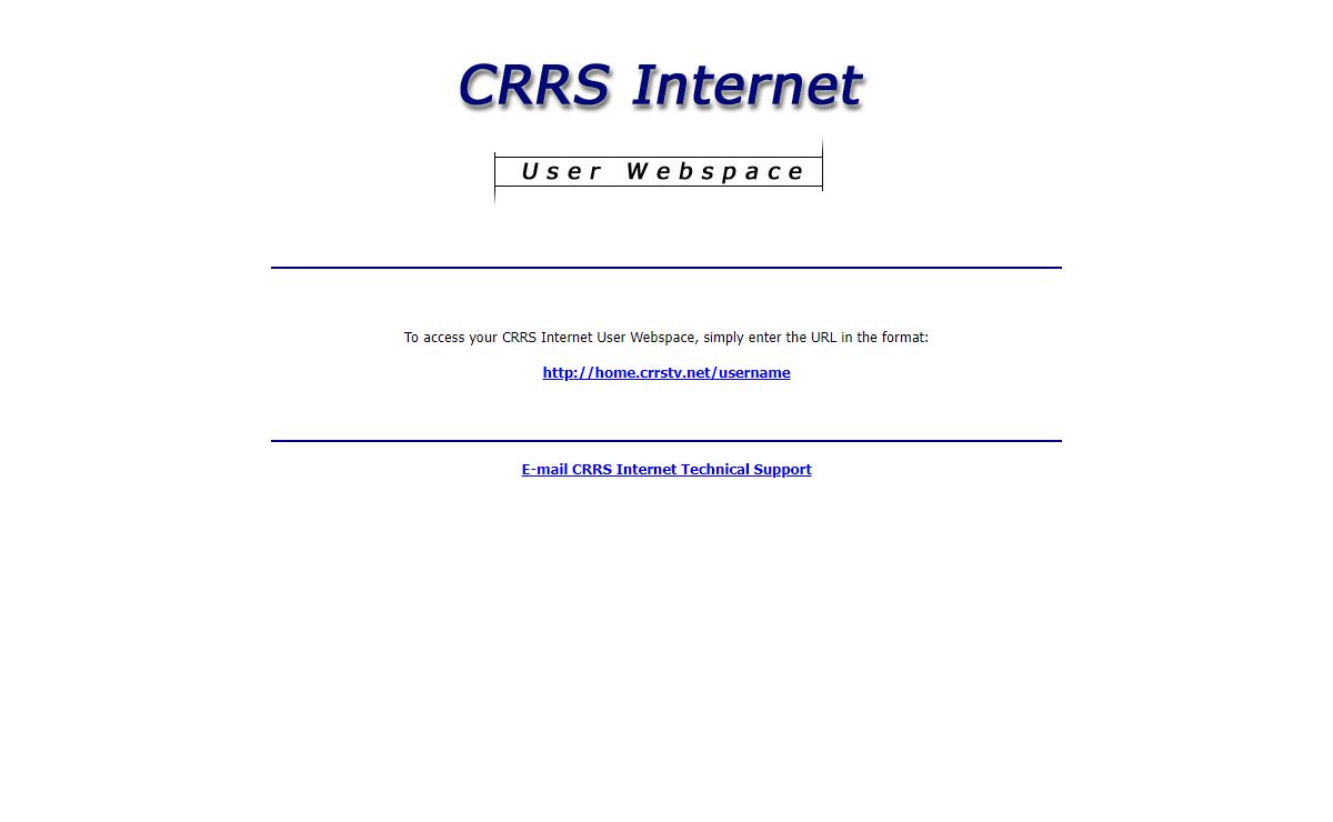 CRRS Internet :: User Webspace