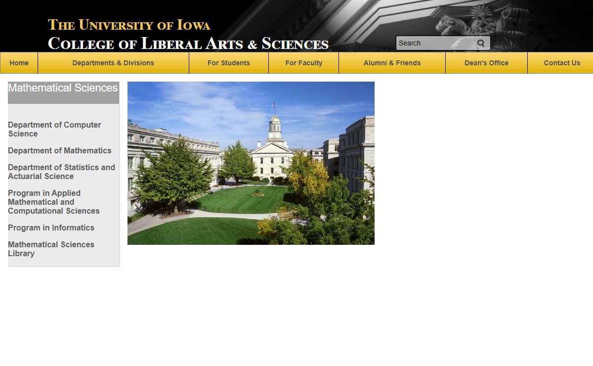 Mathematical Sciences Home Pages--College of Liberal Arts & Sciences, The University of Iowa