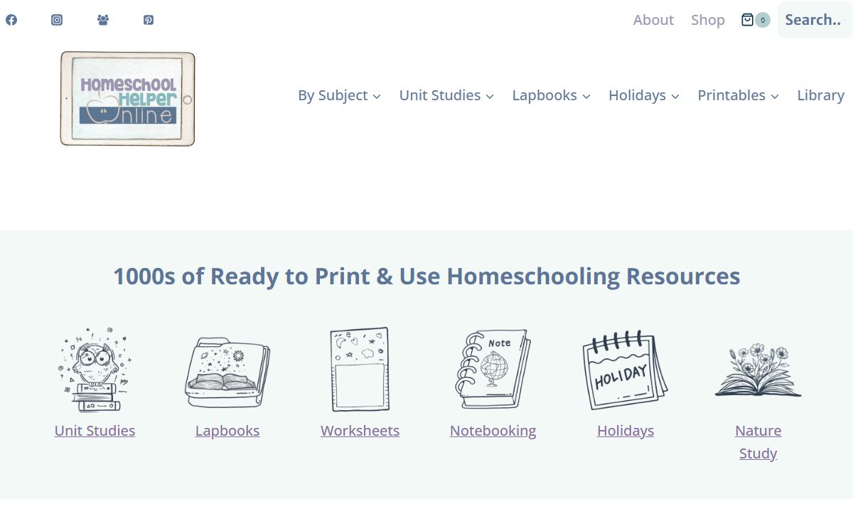 Homeschool Helper Online - Ready to Print Homeschooling Resources for All Ages