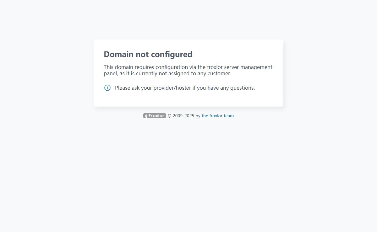 froxlor - Domain not configured