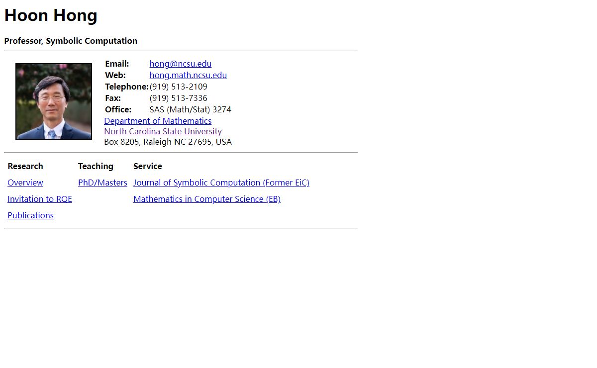 Hoon Hong: Home Page