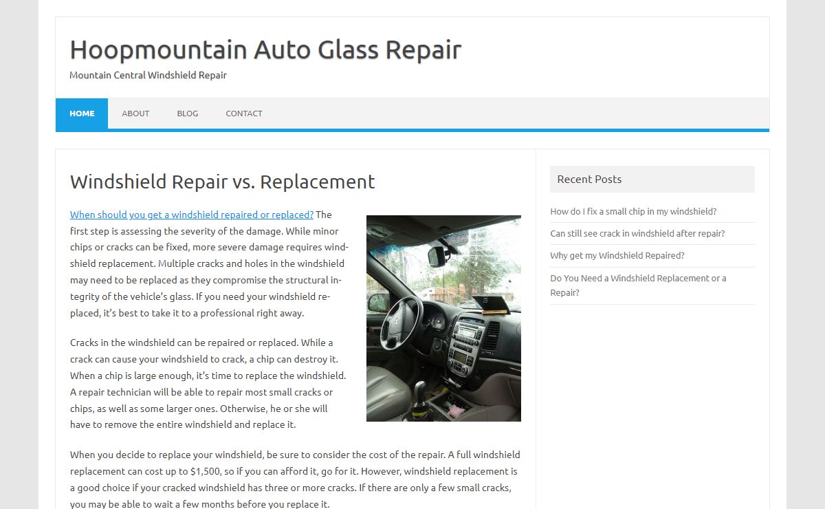 Hoopmountain Auto Glass Repair – Mountain Central Windshield Repair