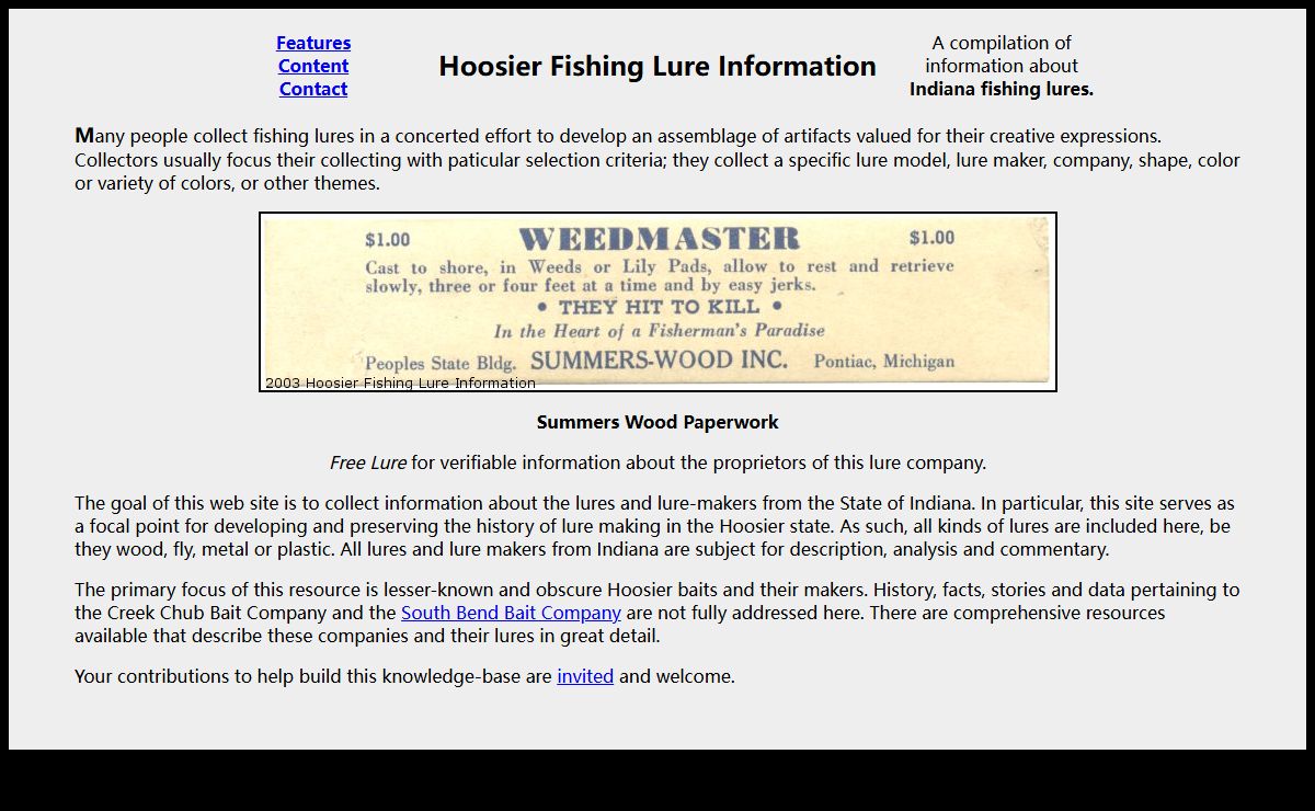 Hoosier Fishing Lure Information - Home Page