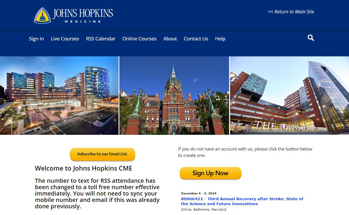 Johns Hopkins University Continuing Education - Welcome to Johns Hopkins CME