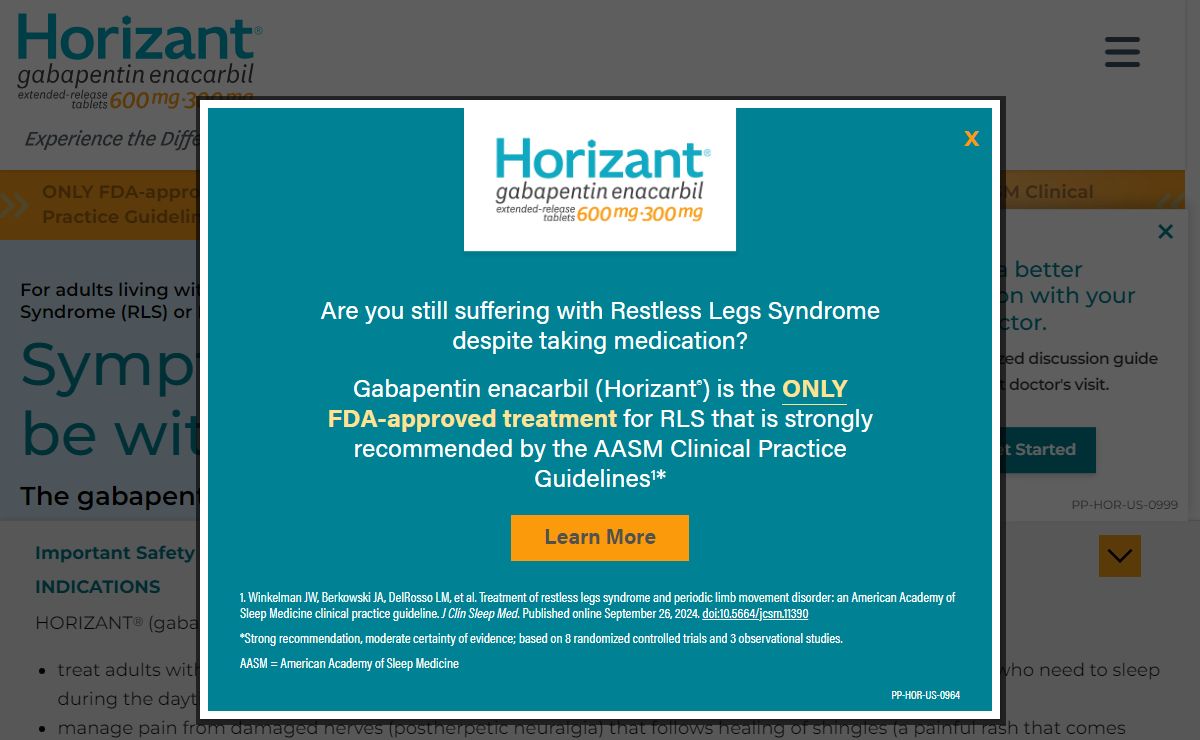 For RLS (Restless Legs Syndrome) and PHN (Postherpetic Neuralgia)
