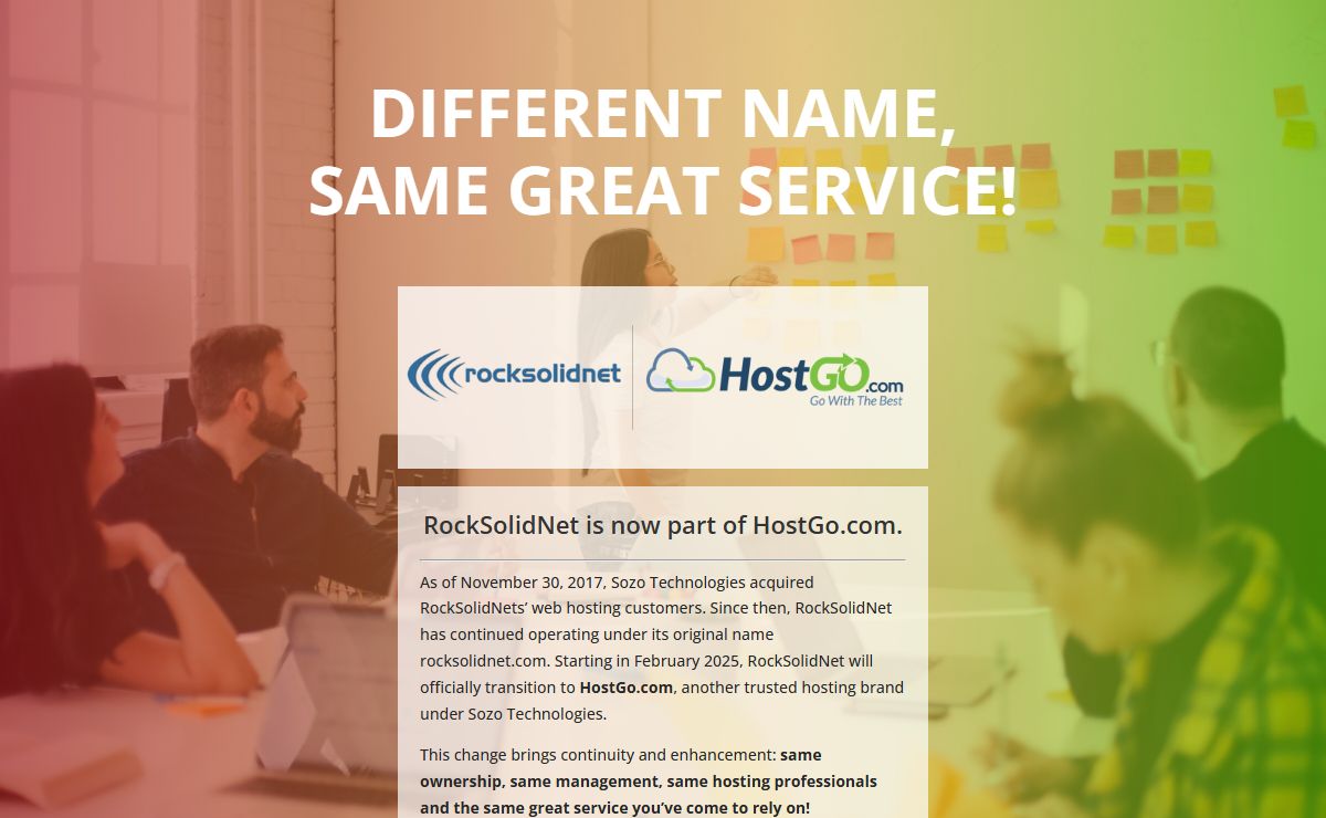 RockSolidNet Web Hosting | RockSolidNet is now part of HostGo.com.