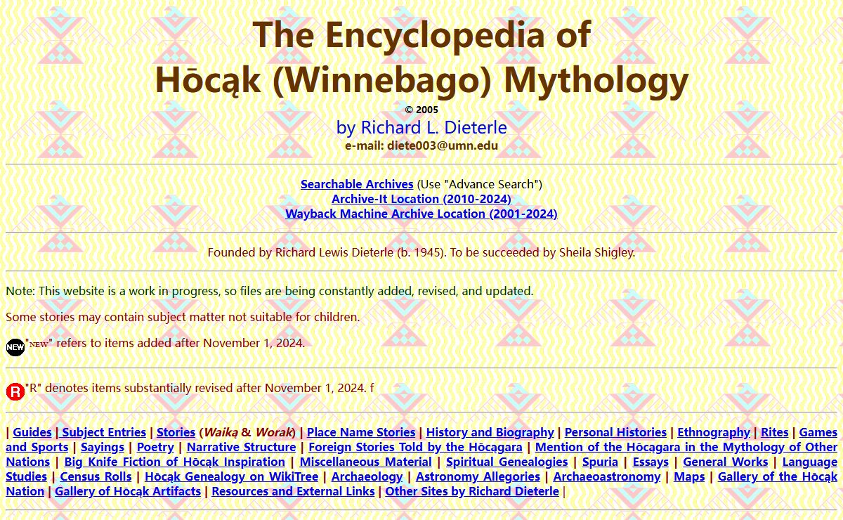 Hōcąk Encyclopedia — Table of Contents