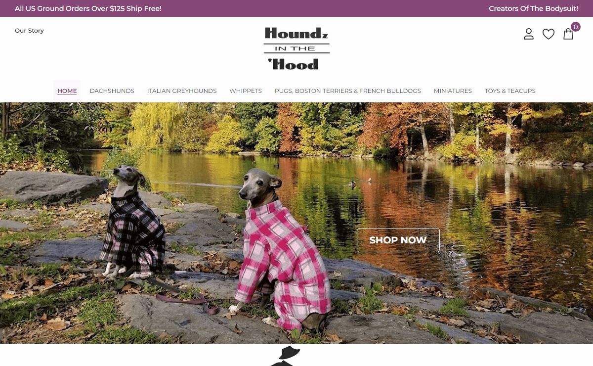 Fitted clothes for dogs, shaped and sized to the breed by Houndz in the Hood