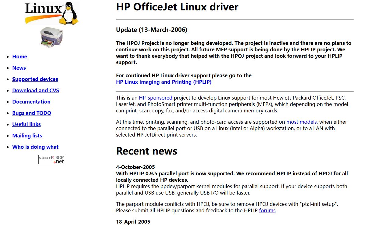 HP OfficeJet Linux driver project