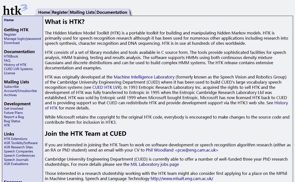 HTK Speech Recognition Toolkit