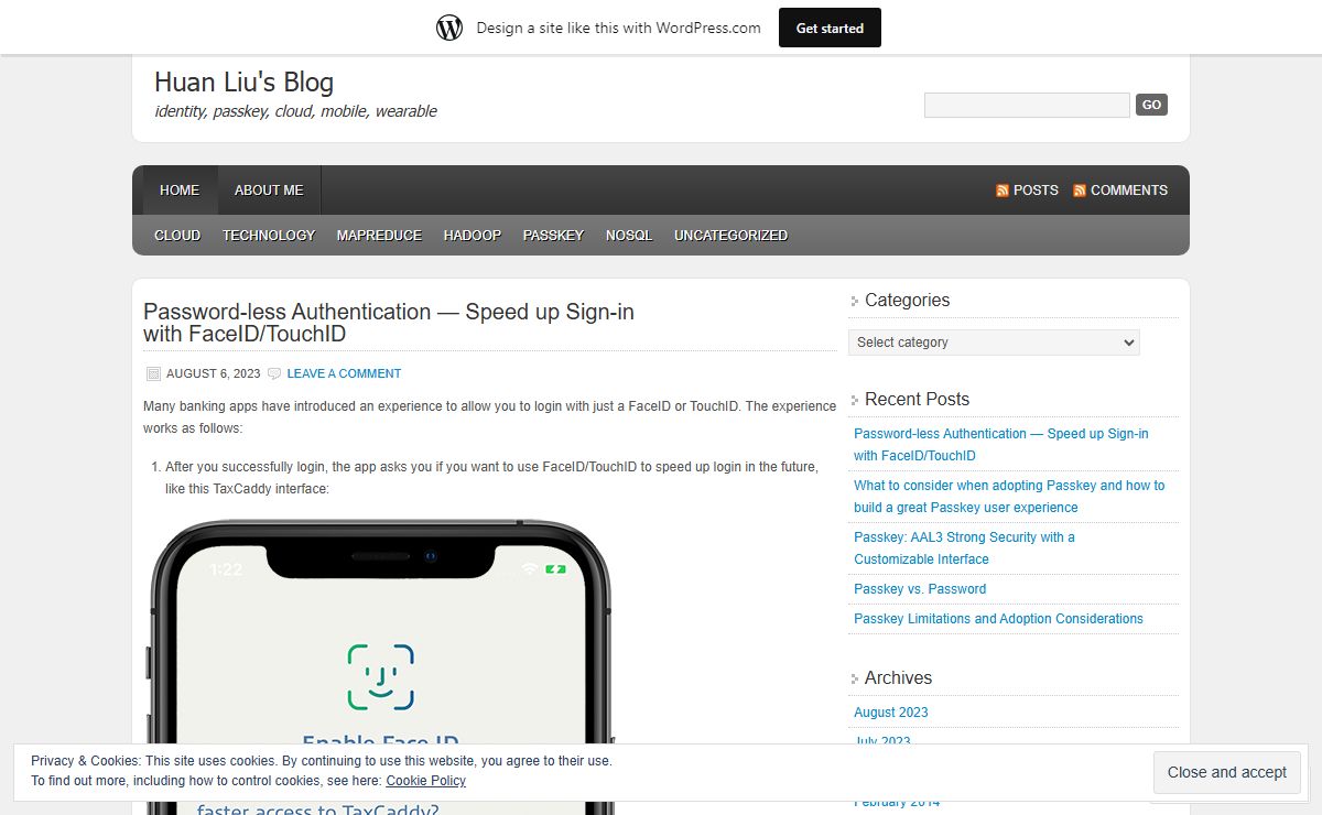 Huan Liu's Blog | identity, passkey, cloud, mobile, wearable