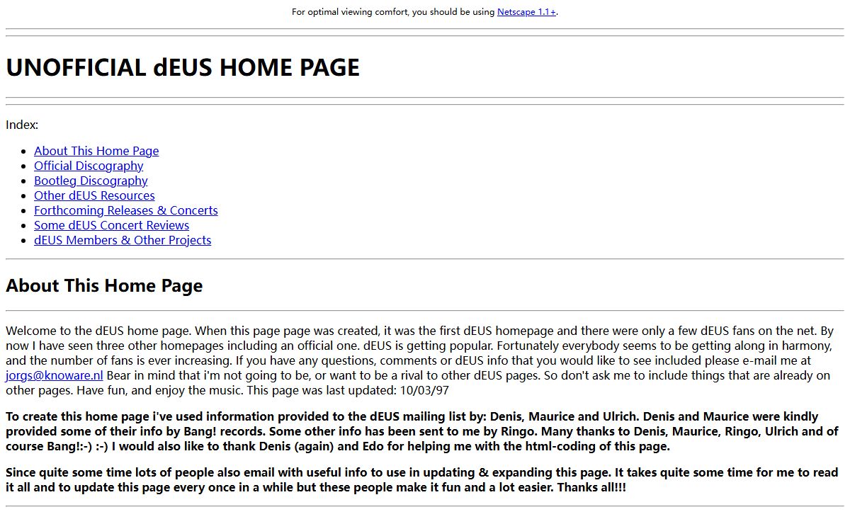 The Unofficial dEUS Home Page