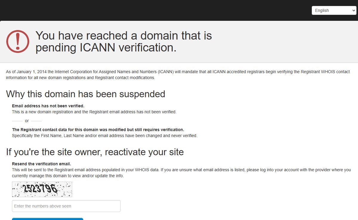 Registrant WHOIS contact information verification