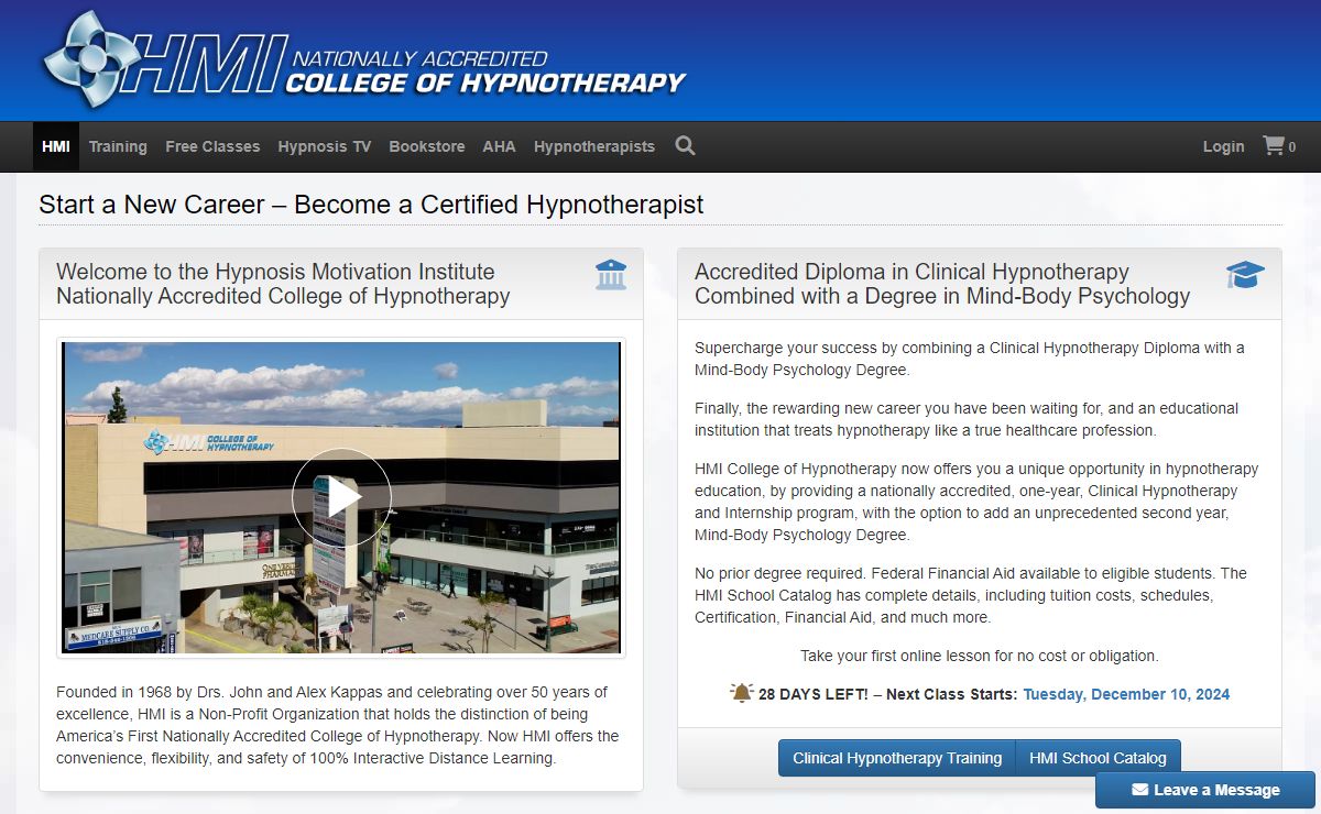 Hypnosis Training College - Hypnotherapy Certification - Hypnosis Motivation Institute