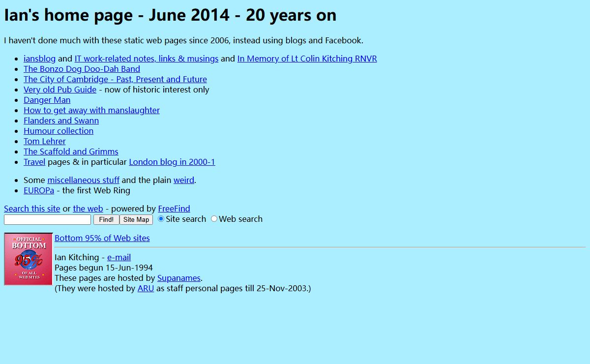 Ian's home page - June 2014 - 20 years on